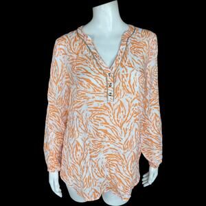 SUSAN GRAVER Passport Top XXS Tangerine Twist Zebra Print Rayon Blend RN81893